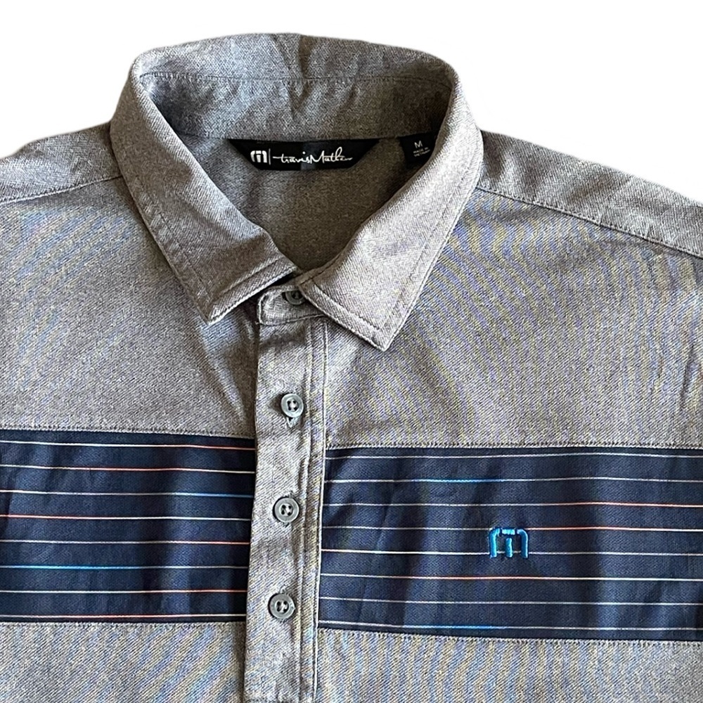 Travis Mathew Golf Polo Shirt Mens M Gray Lightweight Casual Stretch EUC